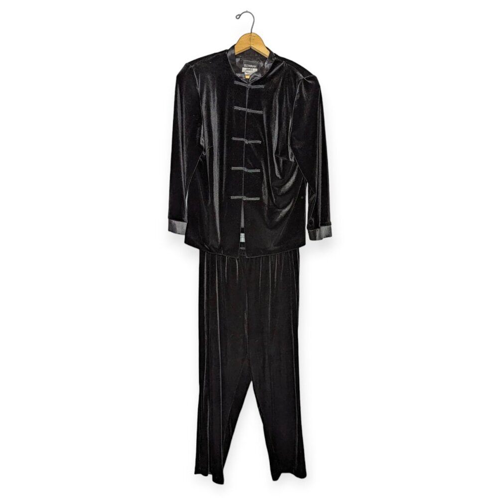 Vintage Suzannah James 2 Piece Black Velvet Outfit Size 16W